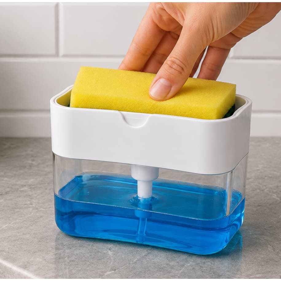 Porta Detergente com Dispenser de Sabão e Suporte para Esponja Automático Organizador de Pia