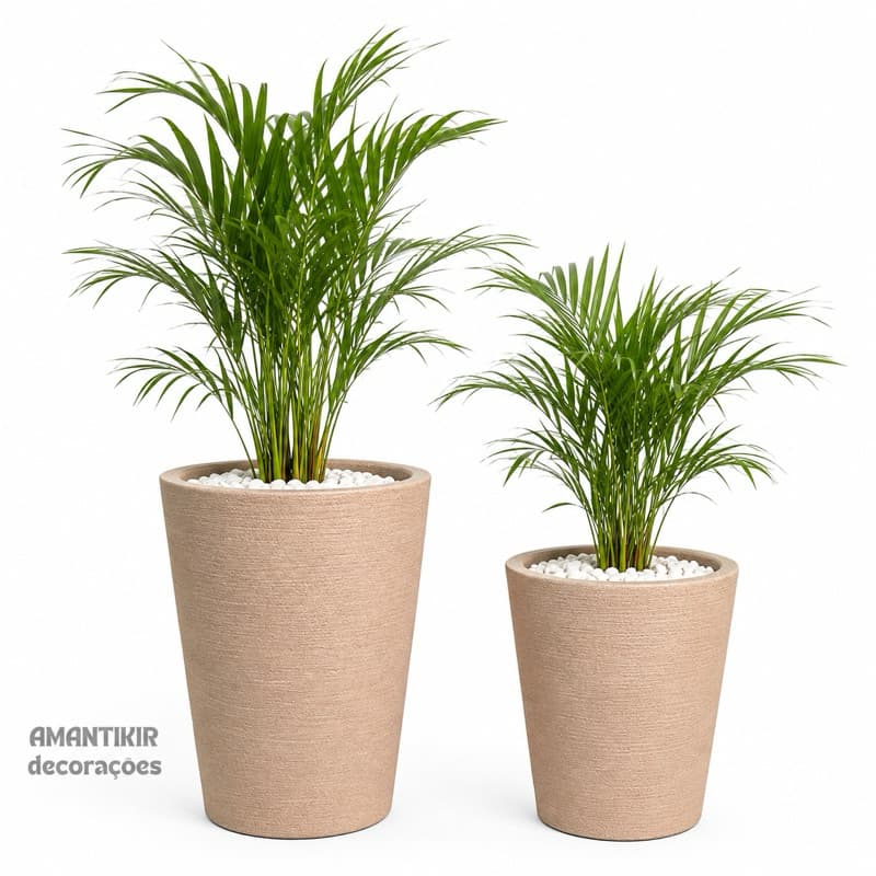 Kit C/ 2 Vasos de Planta Decorativos Reciclável em Polietileno Texturizado Moderno Luxo  M e G - -  Ref. 77 - 76