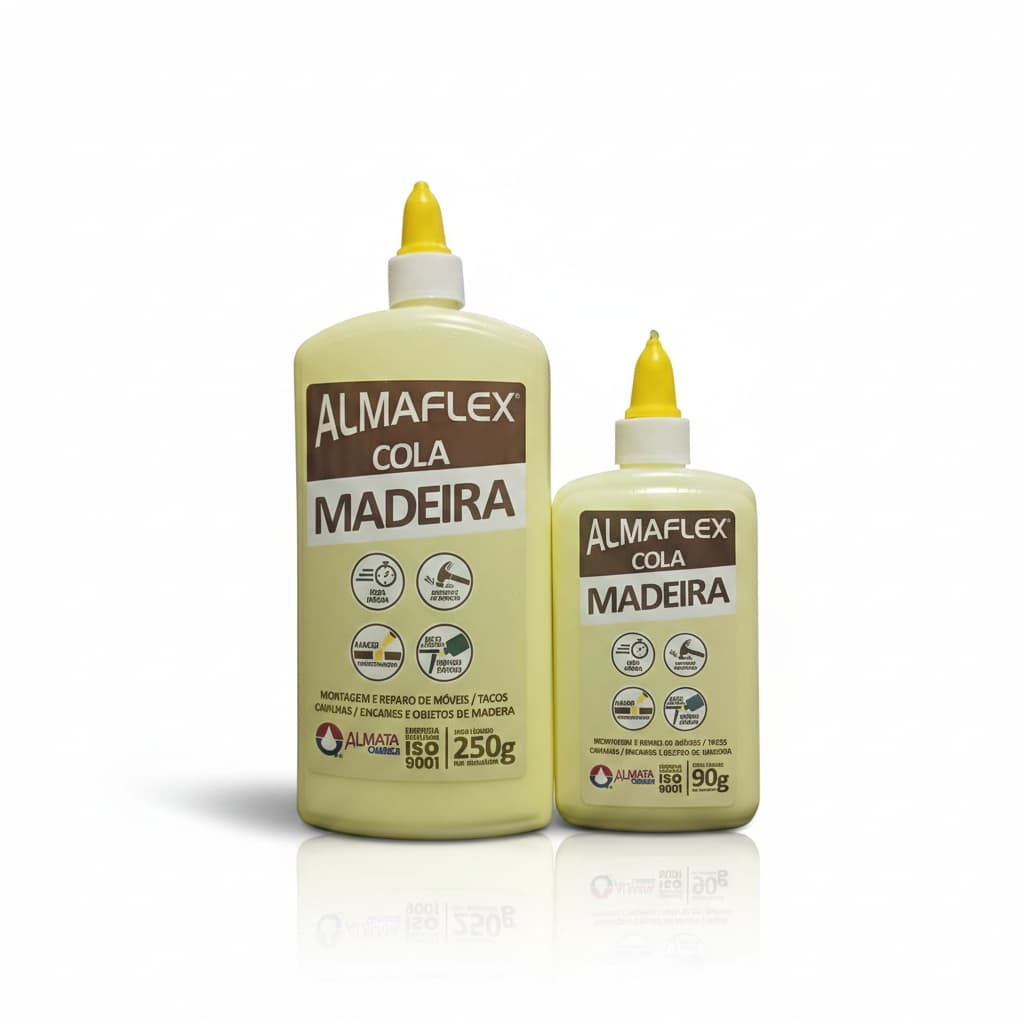 Cola para Madeira Almaflex PVA Branca 90g e 250g  Marcenaria e Artesanato