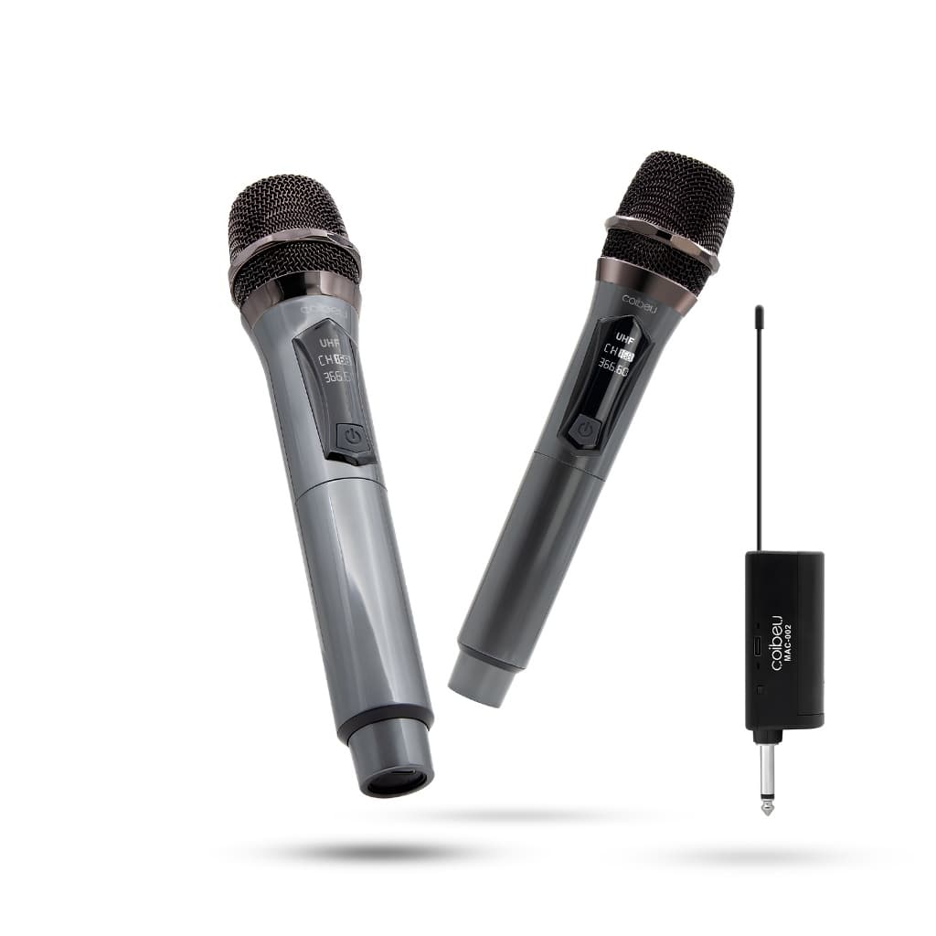 Microfone Sem Fio UHF Duplo, Microfone Dinâmico com Receptor, Ideal para Karaokê, Palestras e Apresentações