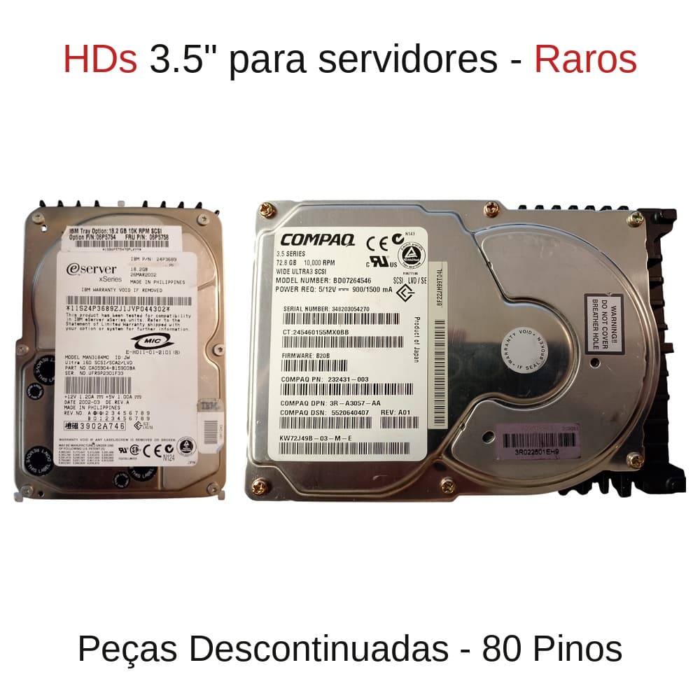 HD Disco Rigido 3.5" empresarial para servidores - 80 pinos - Peças descontinuadas