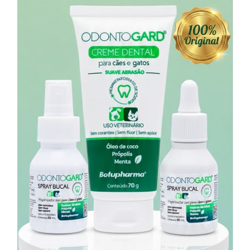 Kit Cuidado Completo Odontogard: Creme Dental + Spray Bucal + Lacrigard Hig. De Olhos E Focinhos