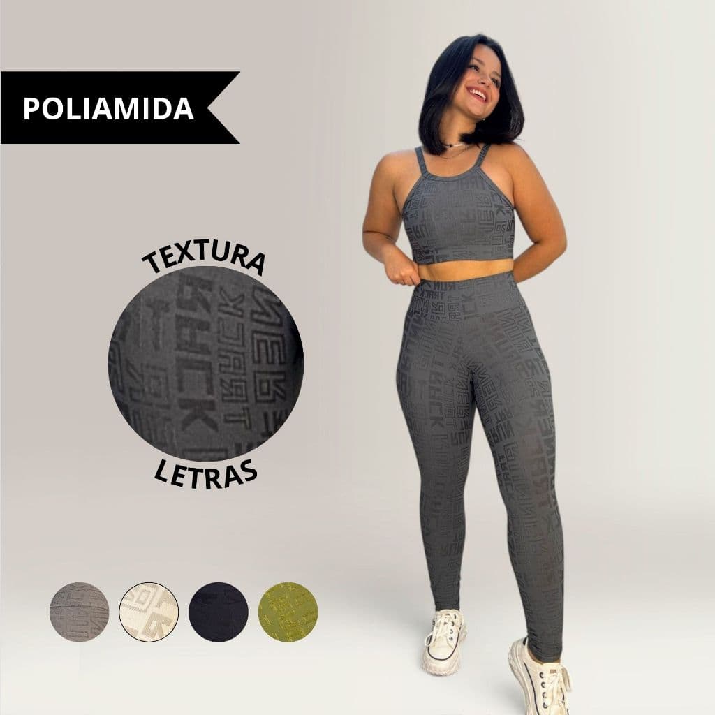 Conjunto Fitness Feminino Top Cropped + Legging cintura alta Zero Transparência