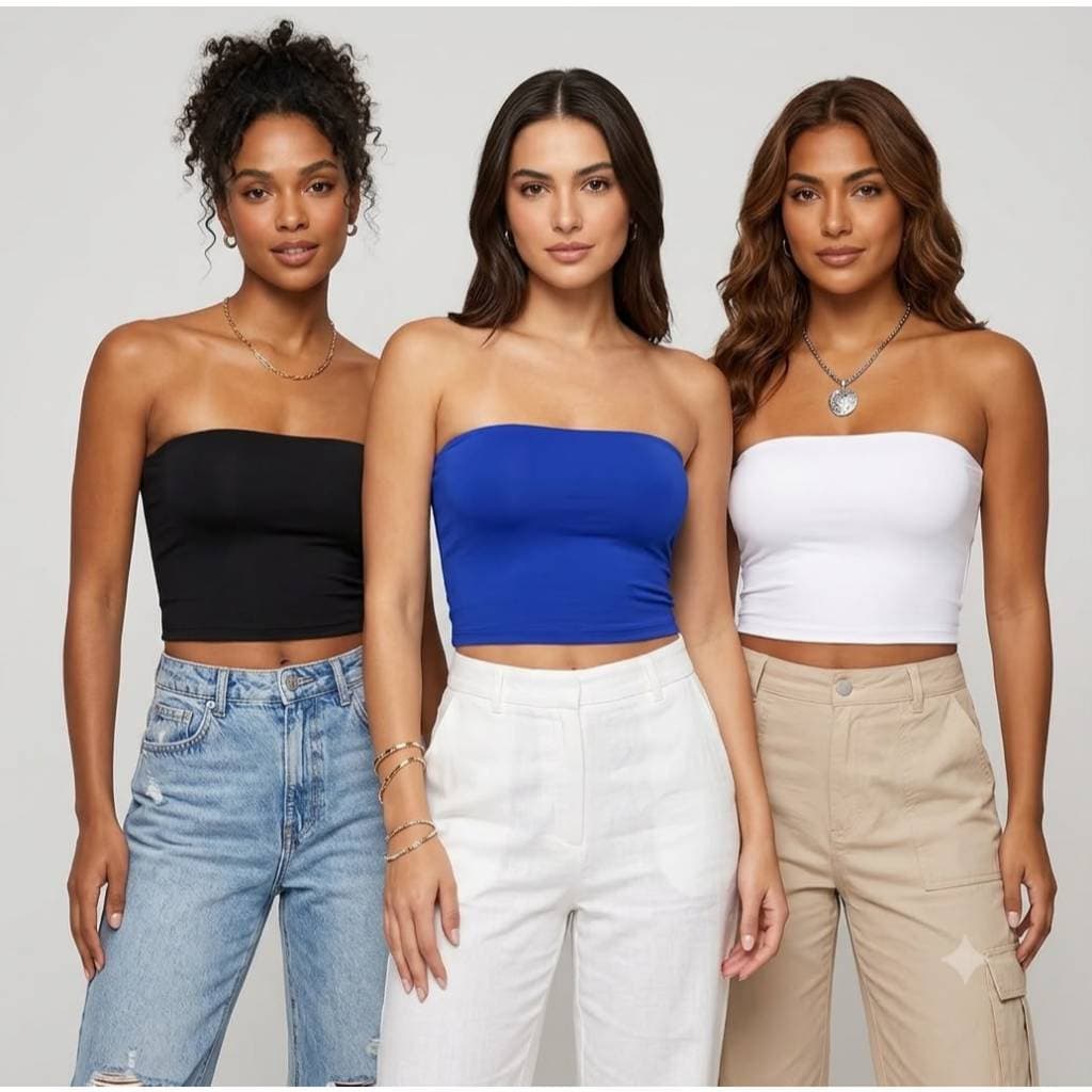 Kit 3 Tops Cropped Tomara Que Caia Gringa Básico Tendência Moda Feminina (TUBE)