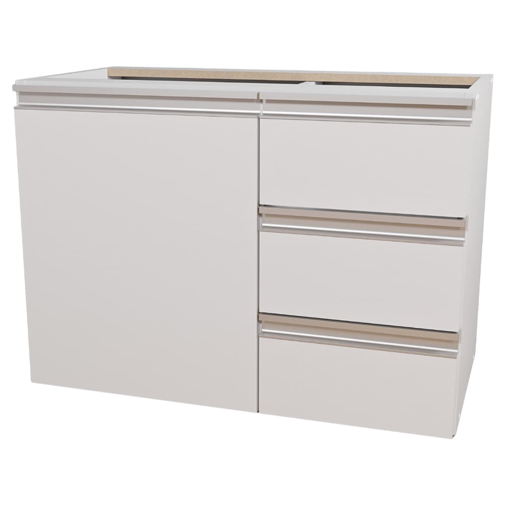 Gabinete Banheiro 70cm MDF Branco Balcão Sem Tampo de Apoio Armário Com e Sem Fundo