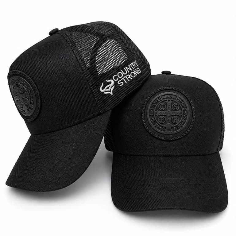 Boné São Bento Country Strong Premium Bordado em Alto Relevo Chapéu masculino Feminino Telinha trucker tela Caminhoneiro