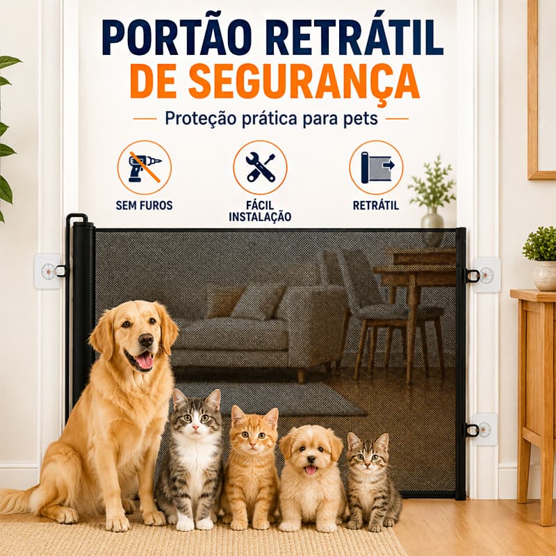 Tela Portão Barreira Separador de Proteção para Cachorro Gato Bebê Cerca Ajustável Anti-pulo Tela Pet Retrátil