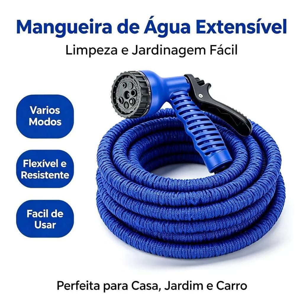 Mangueira Mágica Expansível 7 Modos, Mangueira Flexível Retrátil para Jardim, Lavar Carro e Limpeza Externa
