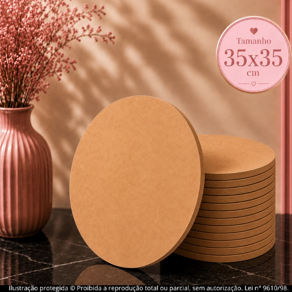 Kit 10/20/50 unid Sousplat Supla Suplat em MDF 35cm Redondo – Kit Base Mandala, Pintura ou Decoração