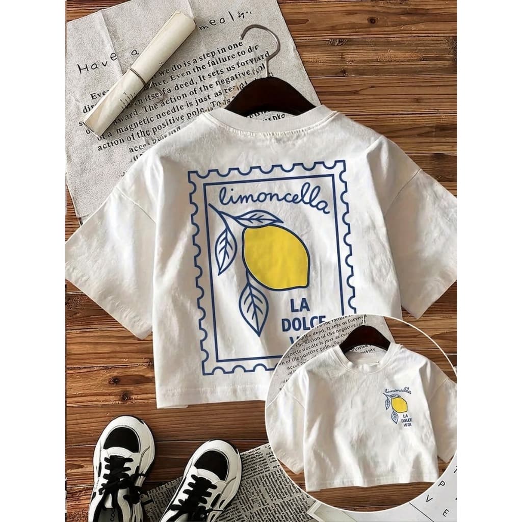 Camiseta T-Shirt Feminina Limoncella La Dolce Vita Algodão Ove Tumblr Estampa Limão Siciliano