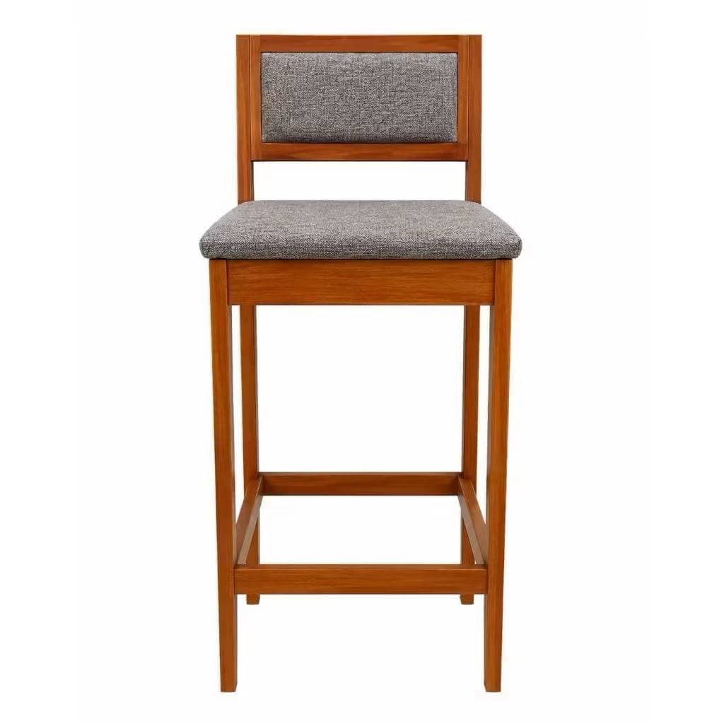 Banqueta Hellen Alta Linho com Encosto Estofado Banqueta Cozinha Bancada Ilha Bar Elegante Confortável-HSENCANTUS