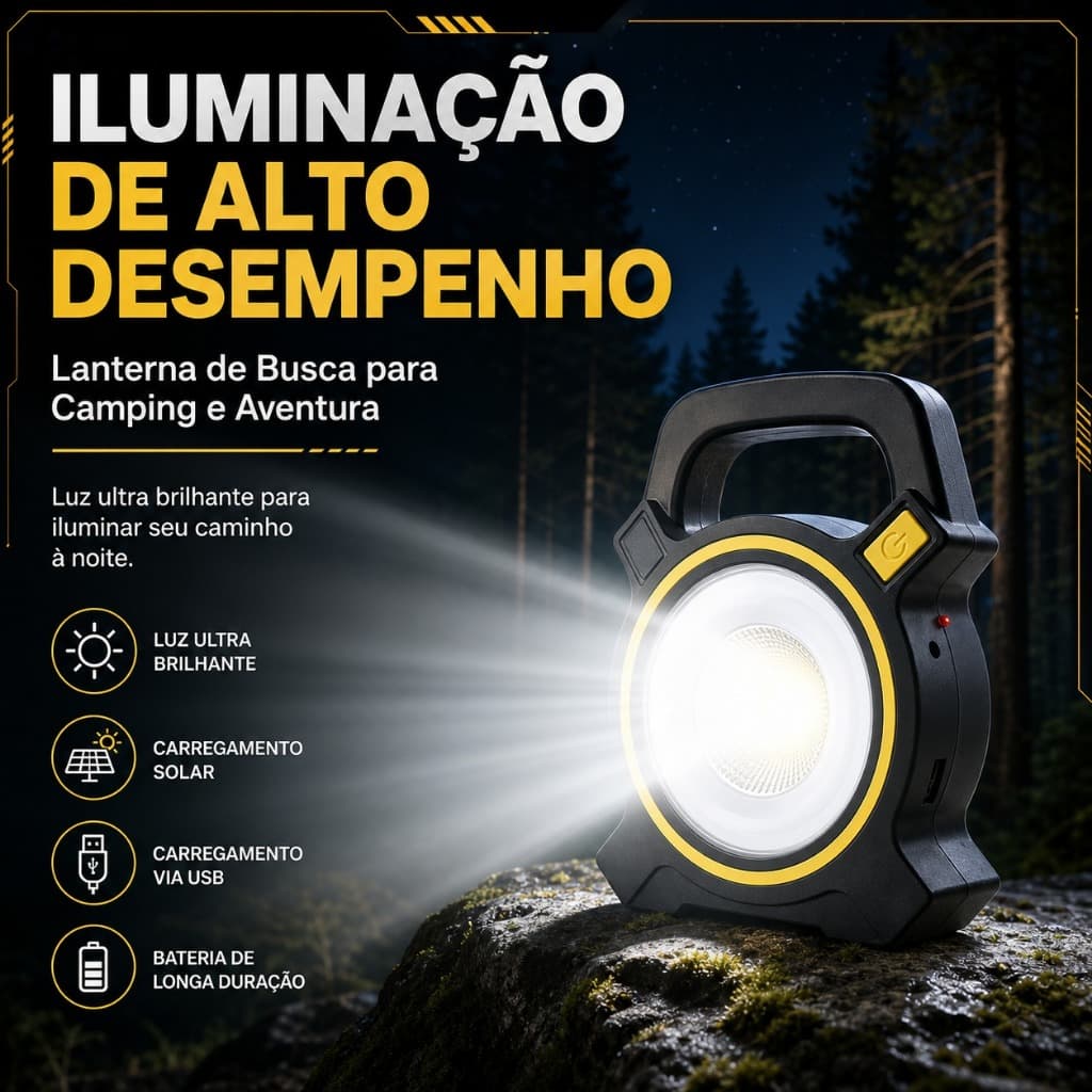 Lanterna De Emergência Portátil Refletor Led Emergência Pesca Acampamento Com Alça de Mão