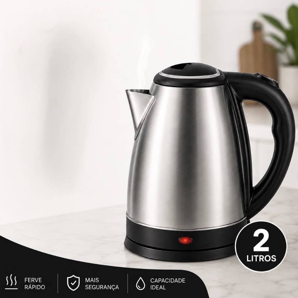 Chaleira Elétrica Inox Jarra Bivolt 110v 220v Alta Qualidade Pratica Moderna