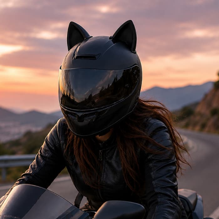Orelha De Gato Capacete Acessório Moto Bike Dupla Face Enfeite Decoração Cat Ears P