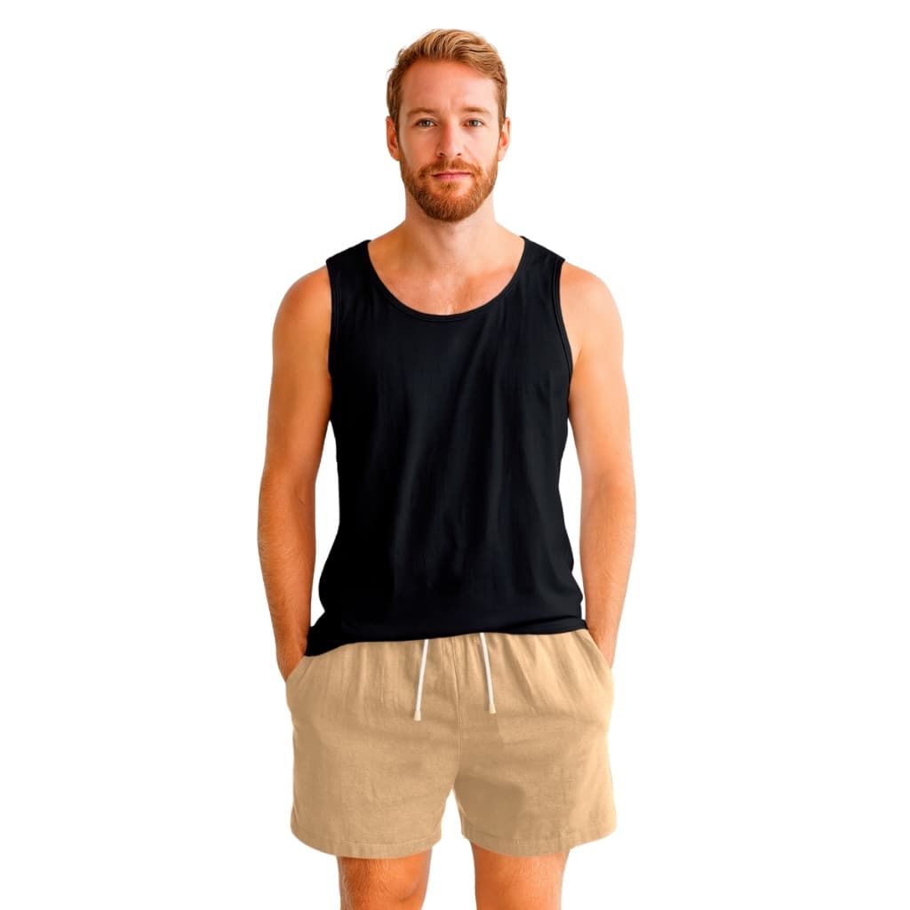Conjunto Masculino Regata Casual e Bermuda de Linho Premium Leve
