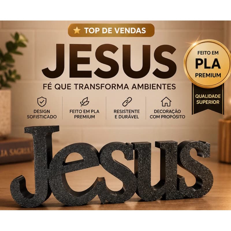 Letreiro Decorativo Jesus | Decoração Cristã para Mesa | Presente Evangélico Exclusivo