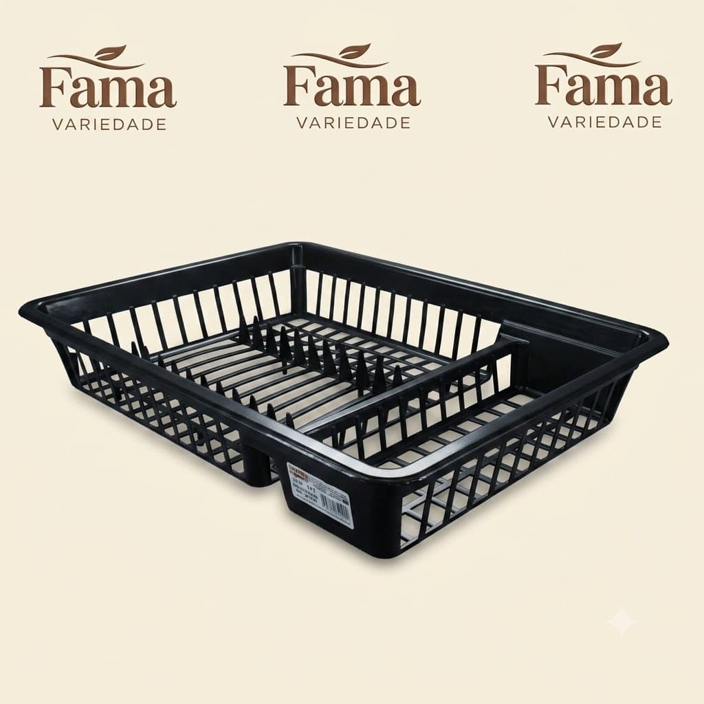 Escorredor de Louça em Plástico para Cozinha – Capacidade 12 Pratos + Espaço para Copos e Talheres