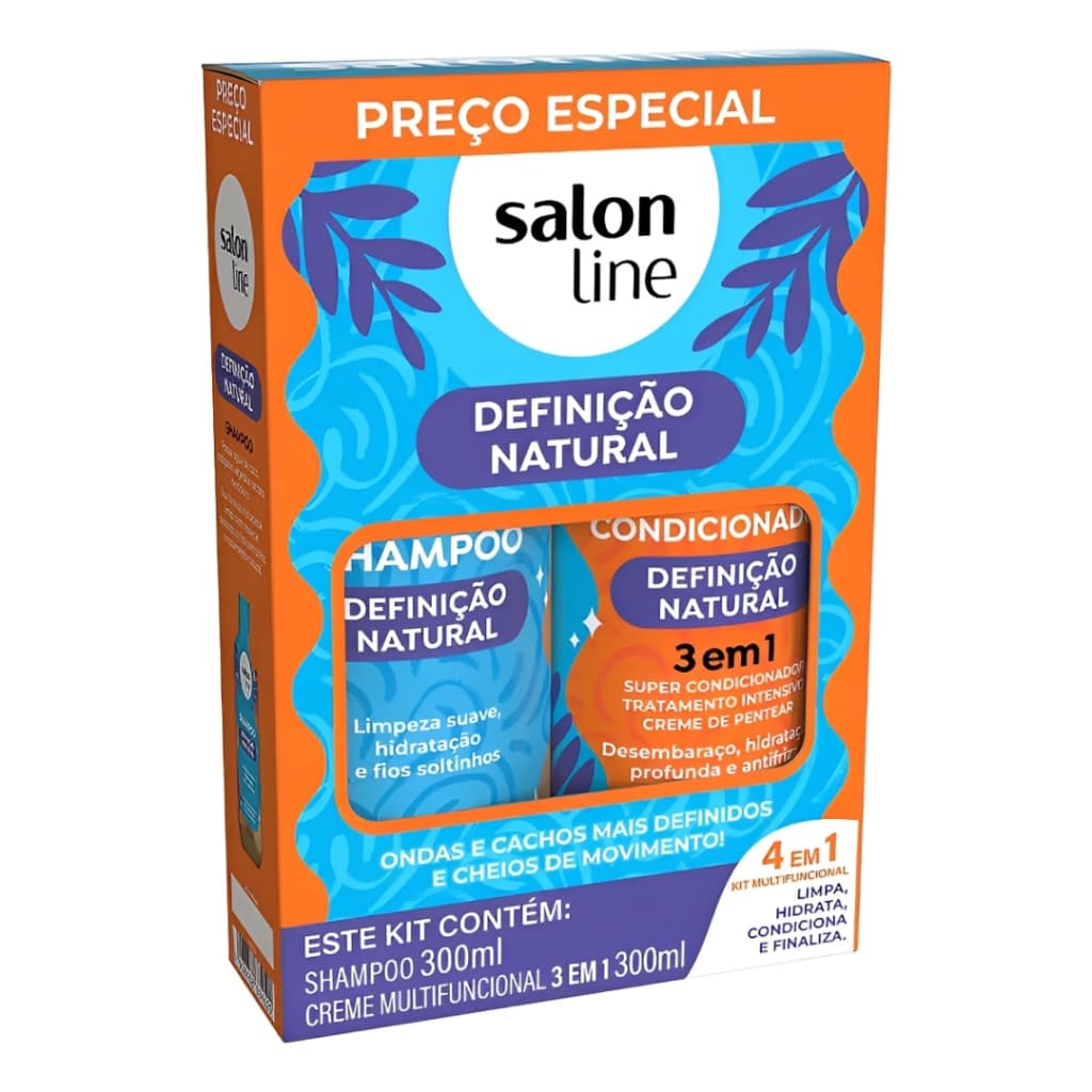 Kit Salon Line Shampoo 300ml + Creme Multifuncional 300ml Definição Natural