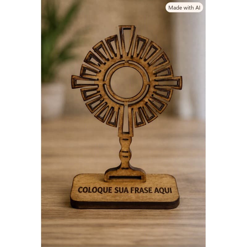 Kit 30 Ostensório Sagrado MDF Personalizável Com Sua Frase Gravada A Laser Enfeite Religioso Católico