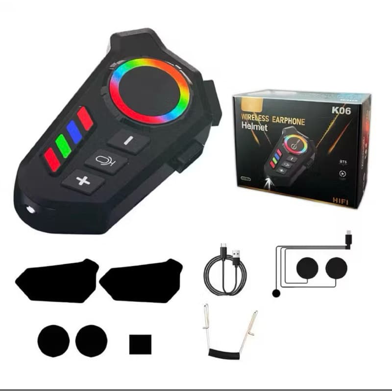 Intercomunicador Bluetooth para Capacete de Moto com LED RGB