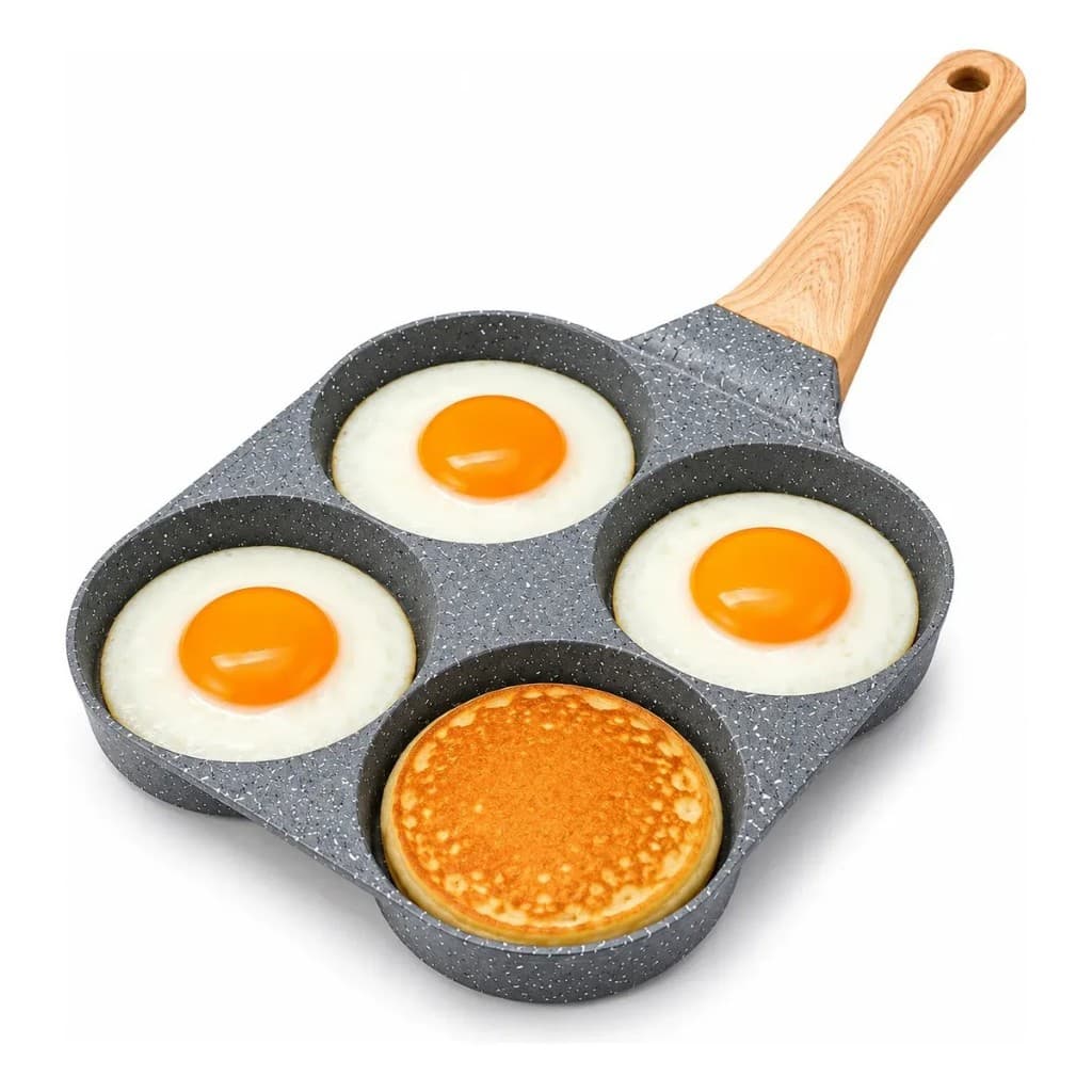 Frigideira 4 Em 1 Antiaderente para Ovo, Panqueca, Hambúrguer Variados