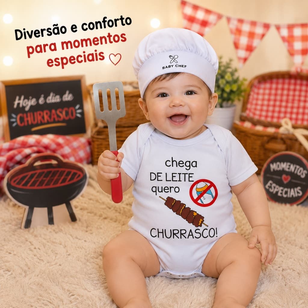 Body Chega De Leite Eu Quero Churrasco Mesversário Fantasia