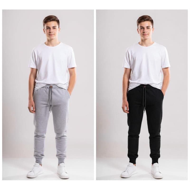 Kit 2 Calças Moletom Juvenil Masculina Flanelada Com Punho Inverno Tamanhos 10 12 14 16
