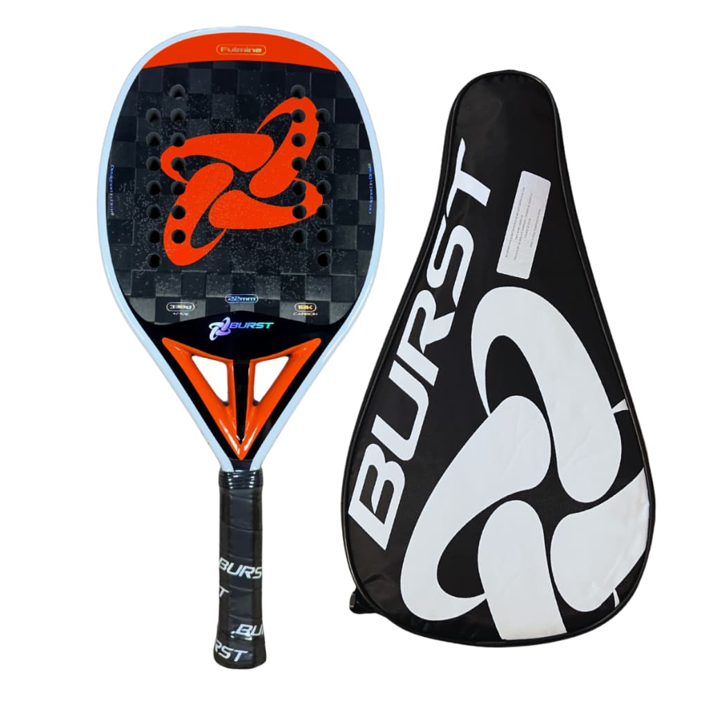 Raquete Beach Tennis Burst Fulmine 18K Full Carbon com Capa e Mochila Personalizada Orange