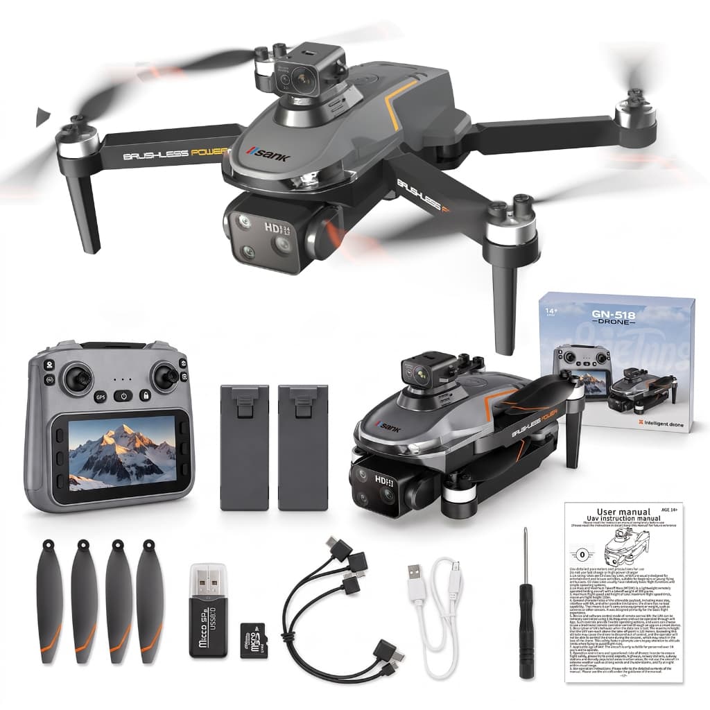 Drone ES105MAX GPS Sem Escova Fluxo Óptico Anti-colisão Controle de Tela 1080p 2 Baterias IISANK
