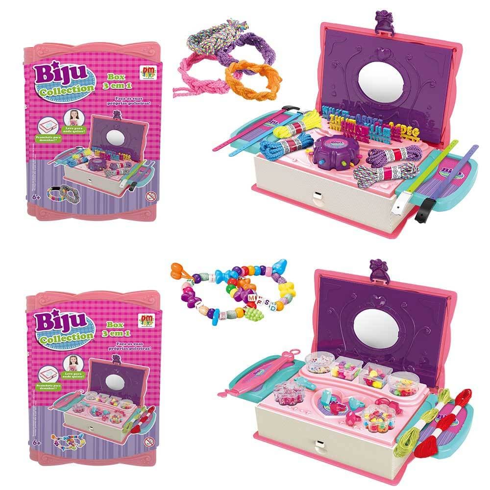 Biju Box Premium 3 em 1 – Pulseiras Miçangas Colar - Original Dmtoys