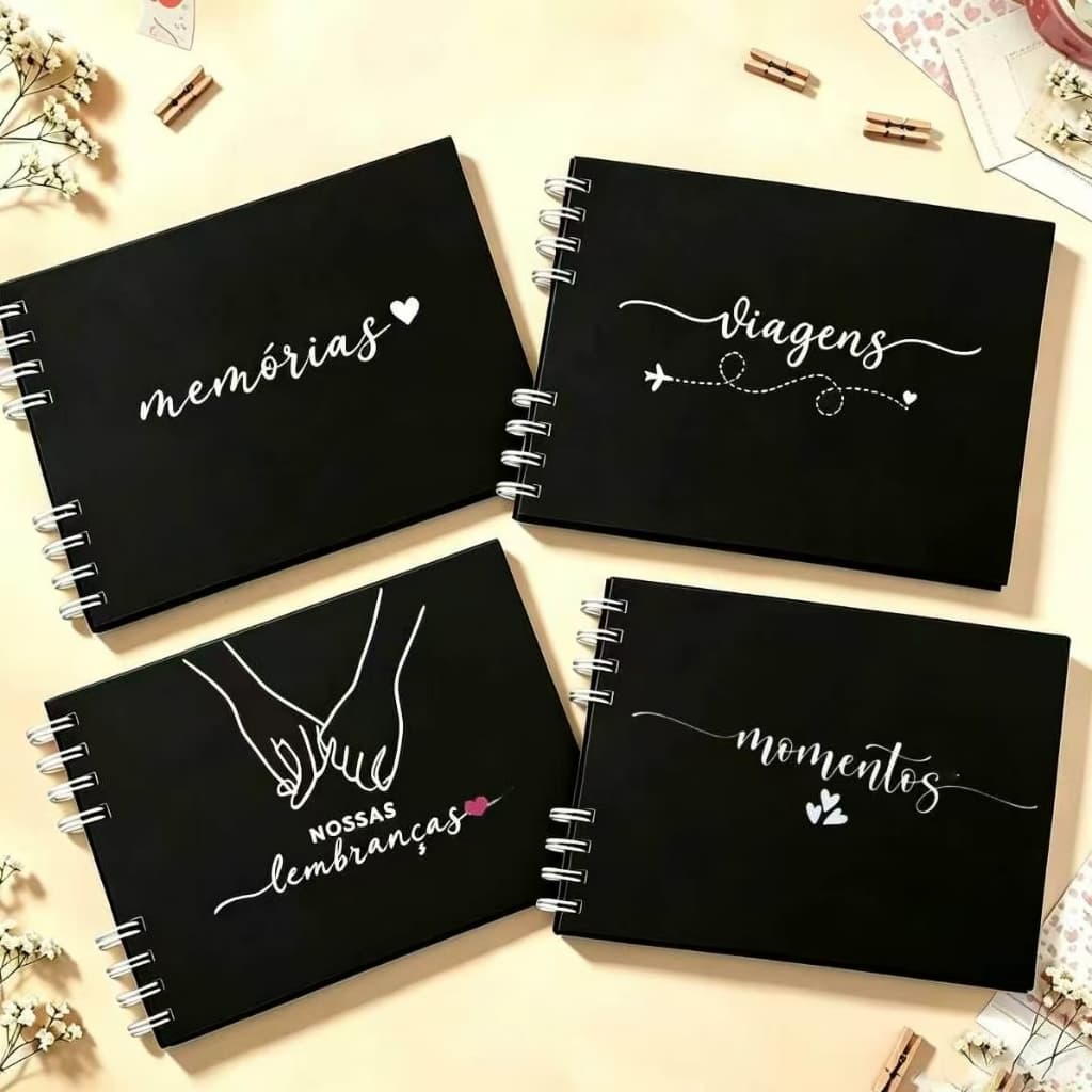 Álbum Scrapbook A5，PRETO LISO，180g, Tamanho 21,5cm x 15cm
