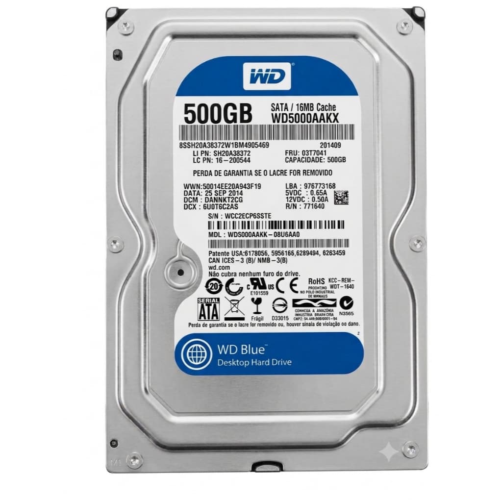 HD WESTERN DIGITAL WD BLUE 500GB 3.5" SATA /HD SATA SEAGATE BARRACUDA 500GB - 3.5 ST500 7200RPM PRATEADO