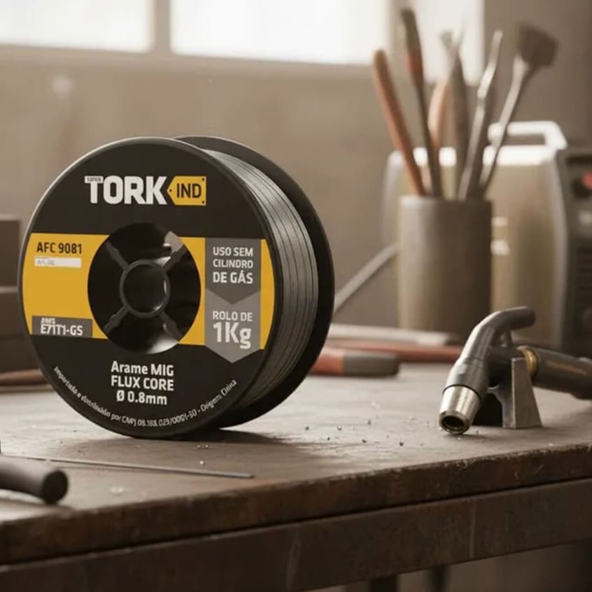 Arame de Solda Tubular MIG Rolo 1Kg 0.8mm/1.mm Rolo Para Soldagem Desempenho e Proditividade - Tork