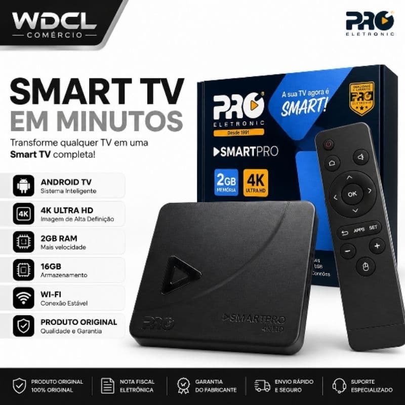 Smart Box PRO SmartPro 4K Android TV 2GB RAM 16GB Wi-Fi HDMI Netflix YouTube Original