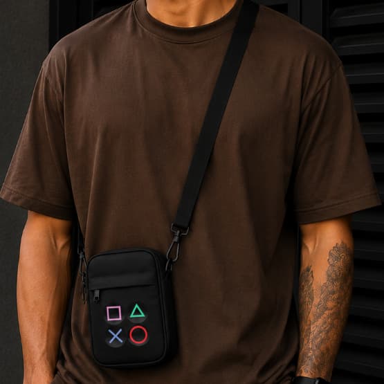Bolsa PlayStation Jogo Gamer Transversal Shoulder Bag Tiracolo Pochete Unisex Mini