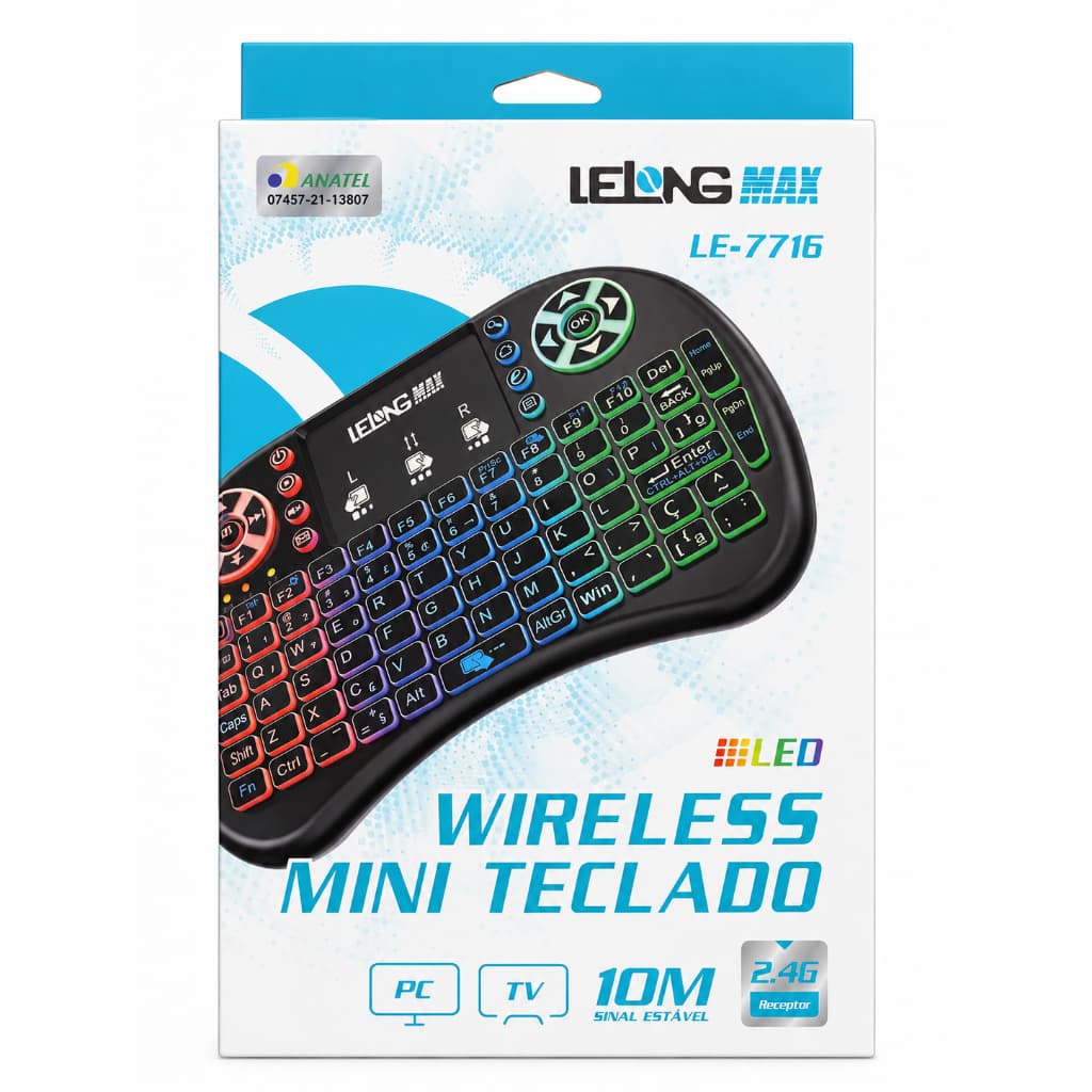 Mini Teclado Wireless LeLong Max LE-7716 LED
