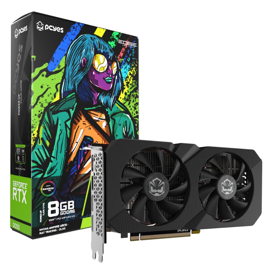 Placa de Vídeo PCYes NVIDIA GeForce RTX 3050 8GB GDDR6 128Bits Projeto Edge Ray Tracing DLSS PC Gamer