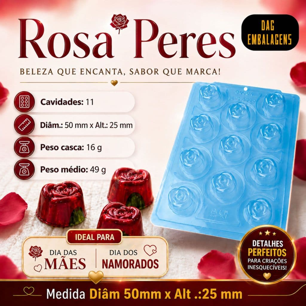 Forma BWB P/chocolate - Especial c/silicone (3 partes) - Semiprofissional - ROSA PERES / Dia Das Mães  - Cód.: 3577/9420