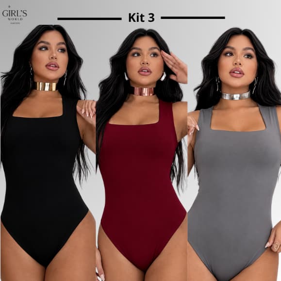 Body Bory Regata Decote Quadrado Feminina Suplex Premium Forro Duplo Moda Verão