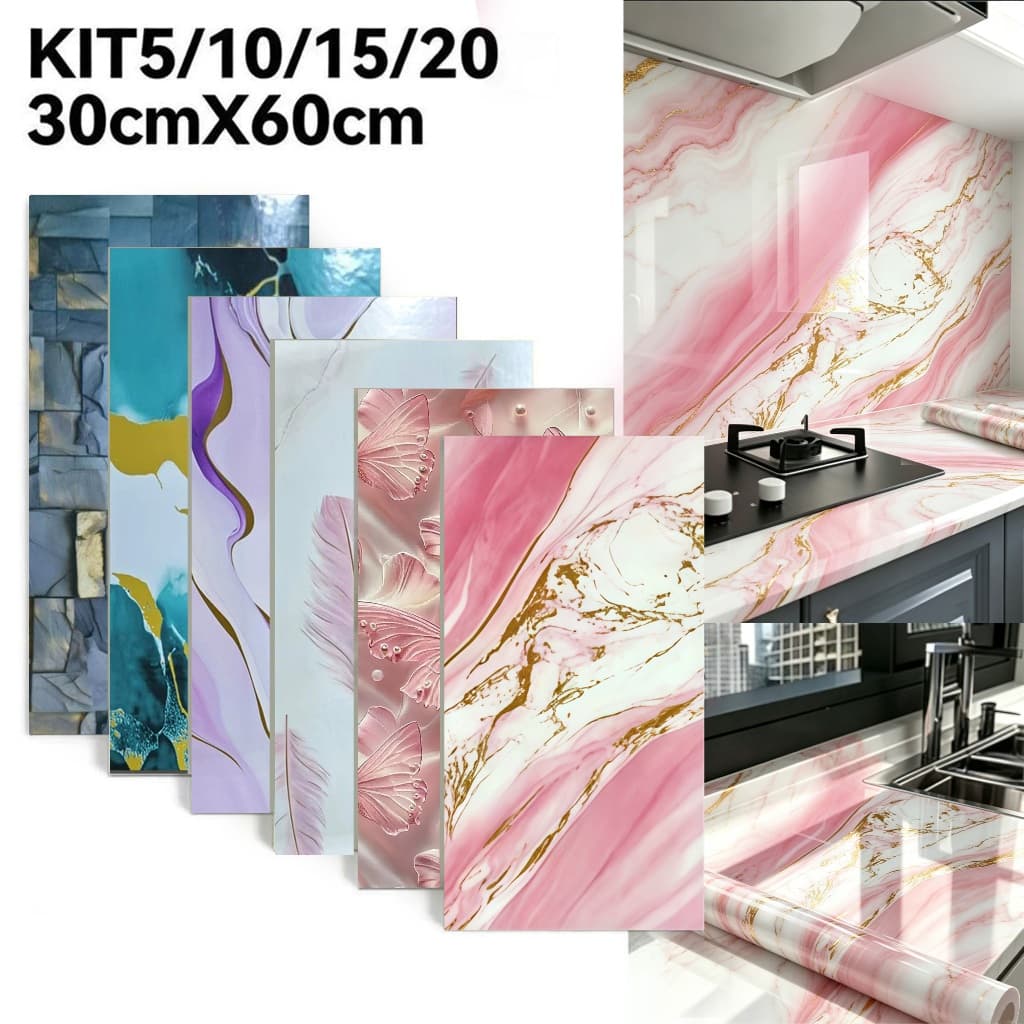 KIT 10/20 Painel Placa Adesiva 3d Mármore De Parede Relevo Lavável 30 X 60cm -modelo mais recente