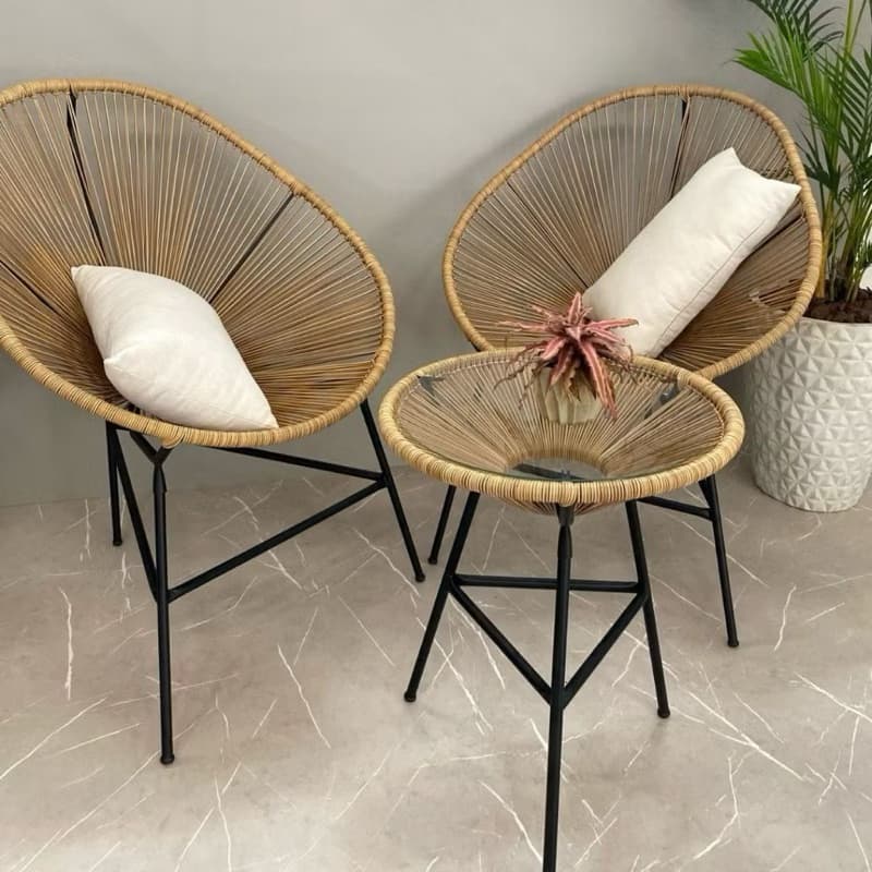 Par de Cadeira Acapulco + Mesa Centro - Varanda Jardim - Tranquilidade e Conforto (Desmontável)