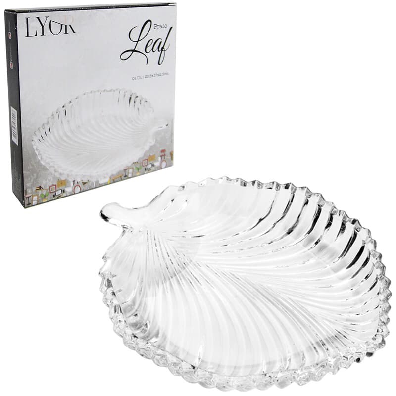 Prato Decorativo de Cristal LYOR Leaf - Formato Folha