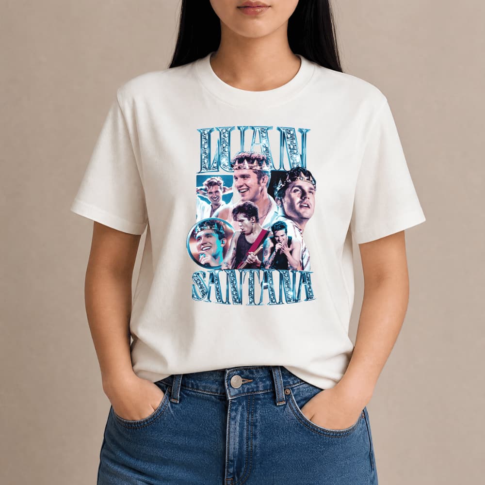 Camiseta Feminina Luan Santana Blusa Show Tshirt Turne Camisa Fã Mulher Algodao Envio Rapido Premium