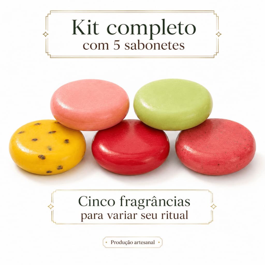 Kit 5 Sabonetes Artesanais Tropicais Glicerinados Essência premium 450gr