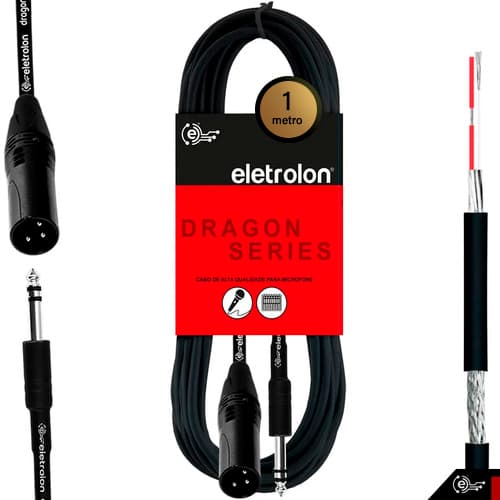 Cabo Microfone Balanceado P10 Stereo Para Xlr Macho Profissional Blindado