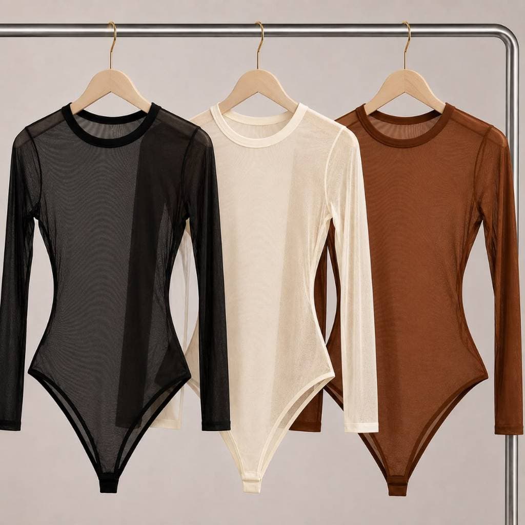 Kit Body Tule Feminino Manga Longa Transparente do 38 ao 46
