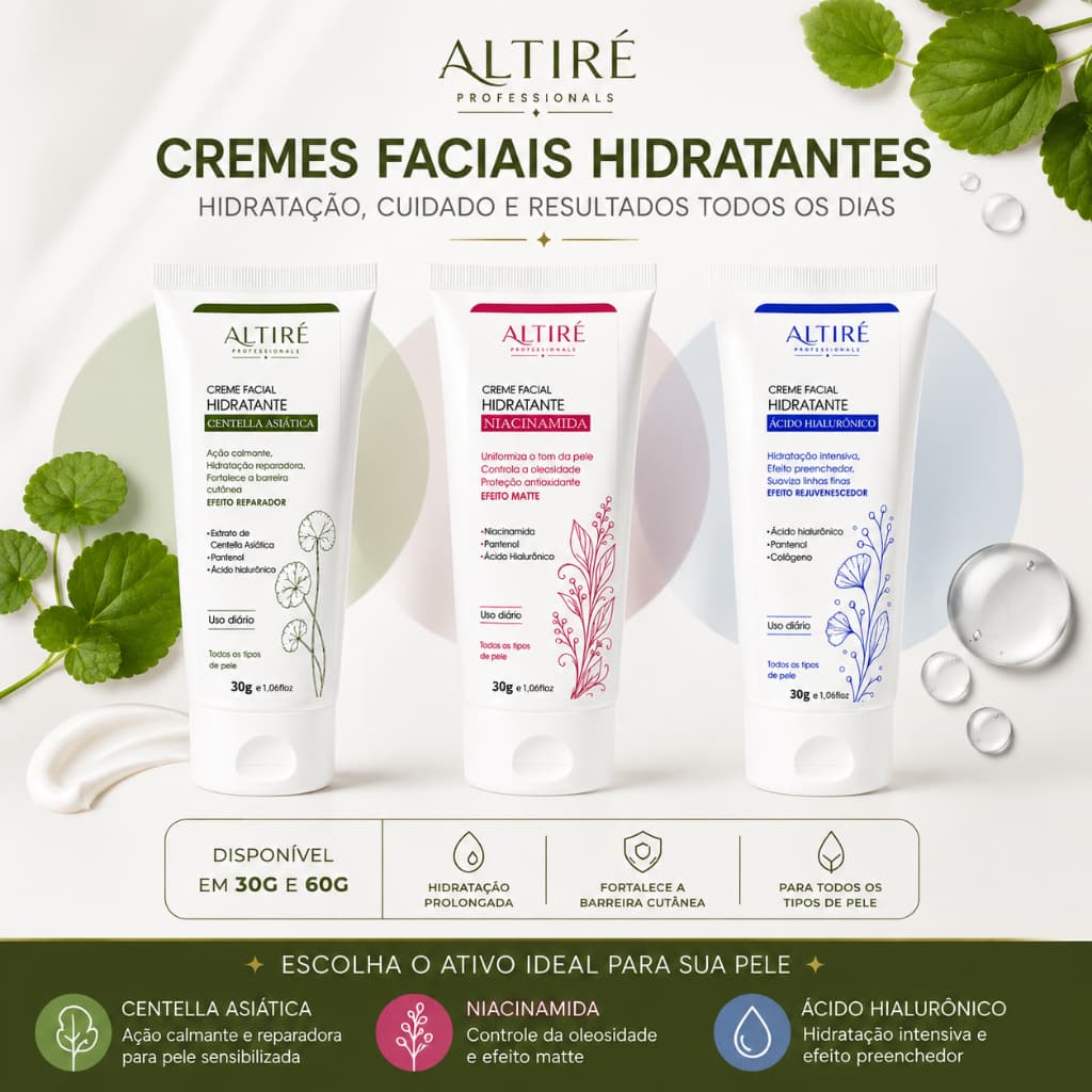 Creme Facial Hidratante Altiré 30g e 60g | Niacinamida, Ácido Hialurônico e Centella Asiática | Skincare