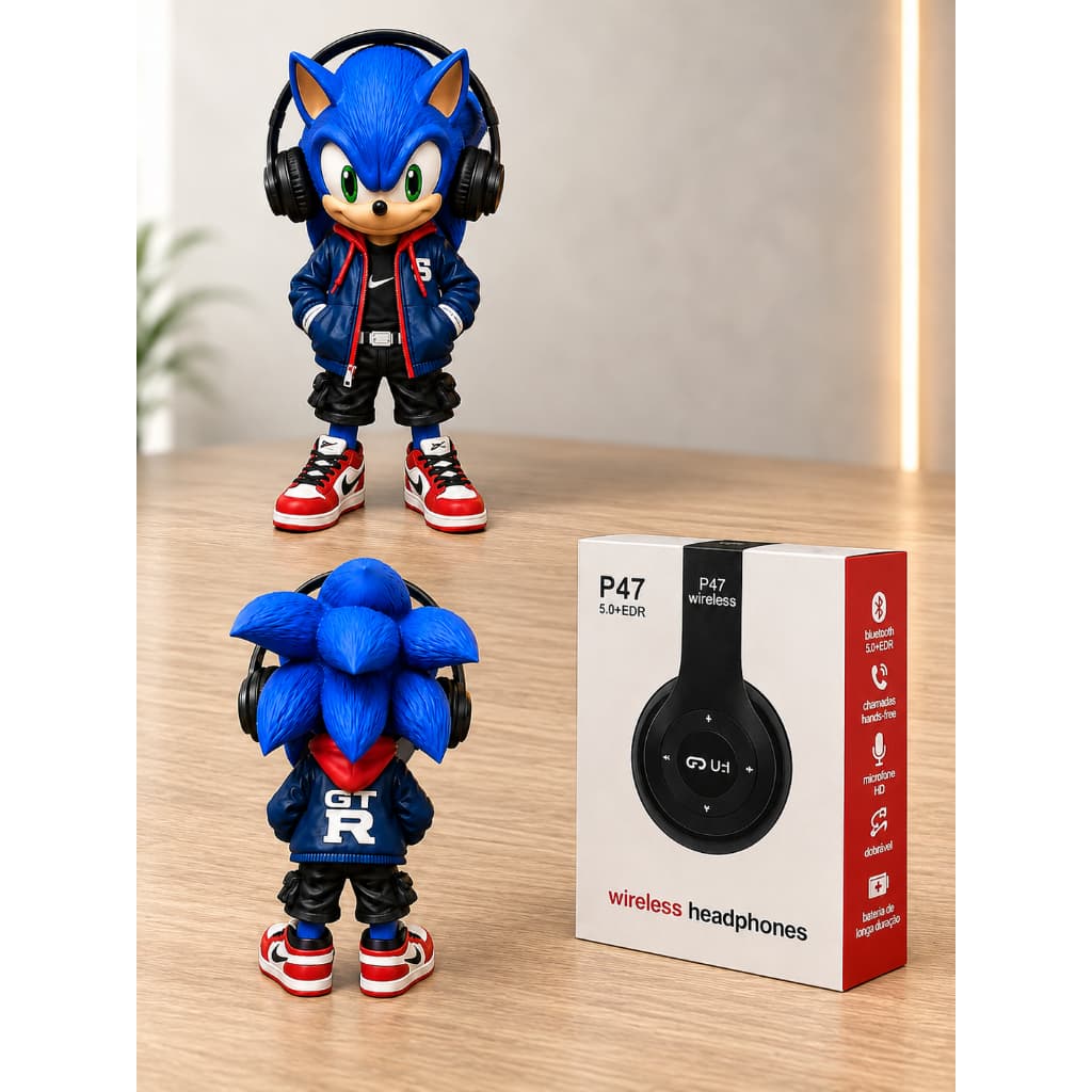 Boneco Suporte Headset Universal para Decoração e Organização COM FONE P47 WIRELESS
