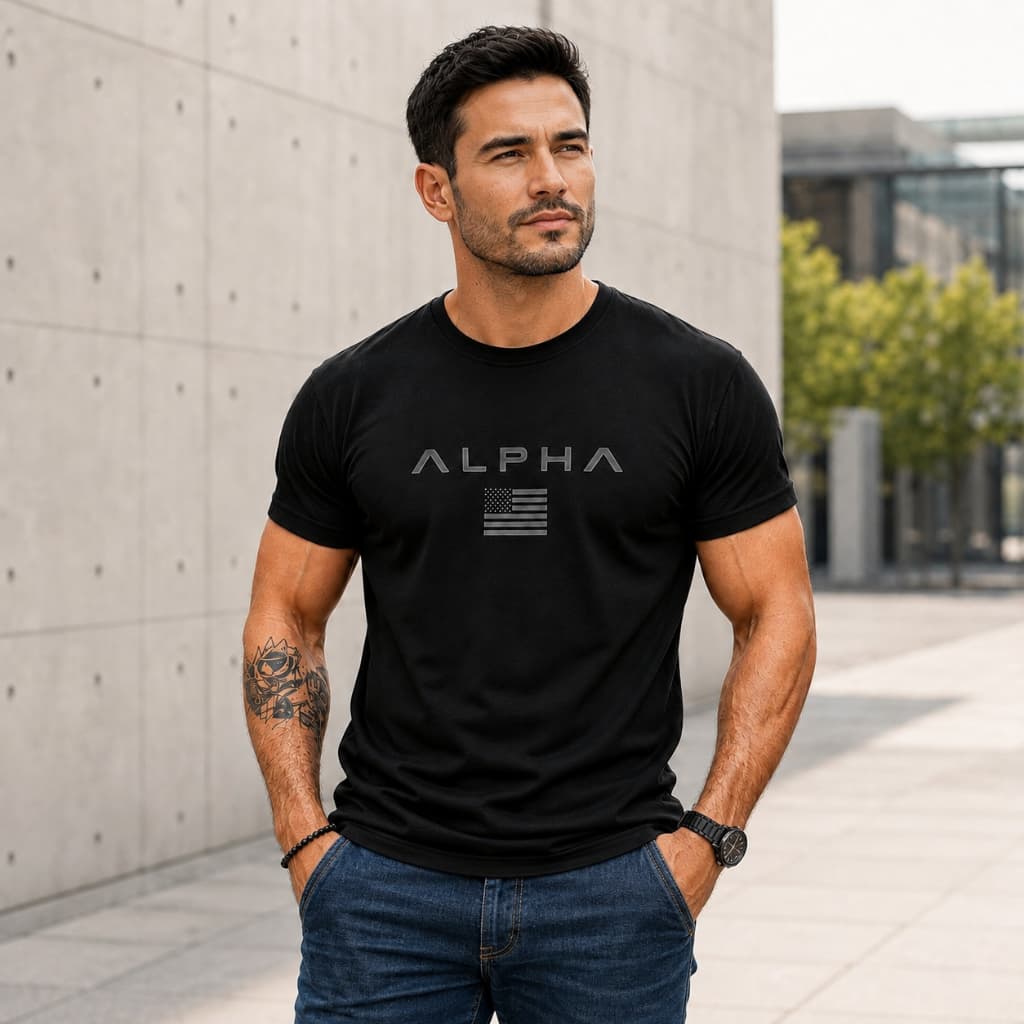 Camiseta Alpha Básica Camisa 100% Algodão Streetwear Temos Plus Size Lançamento - Envio Rápido