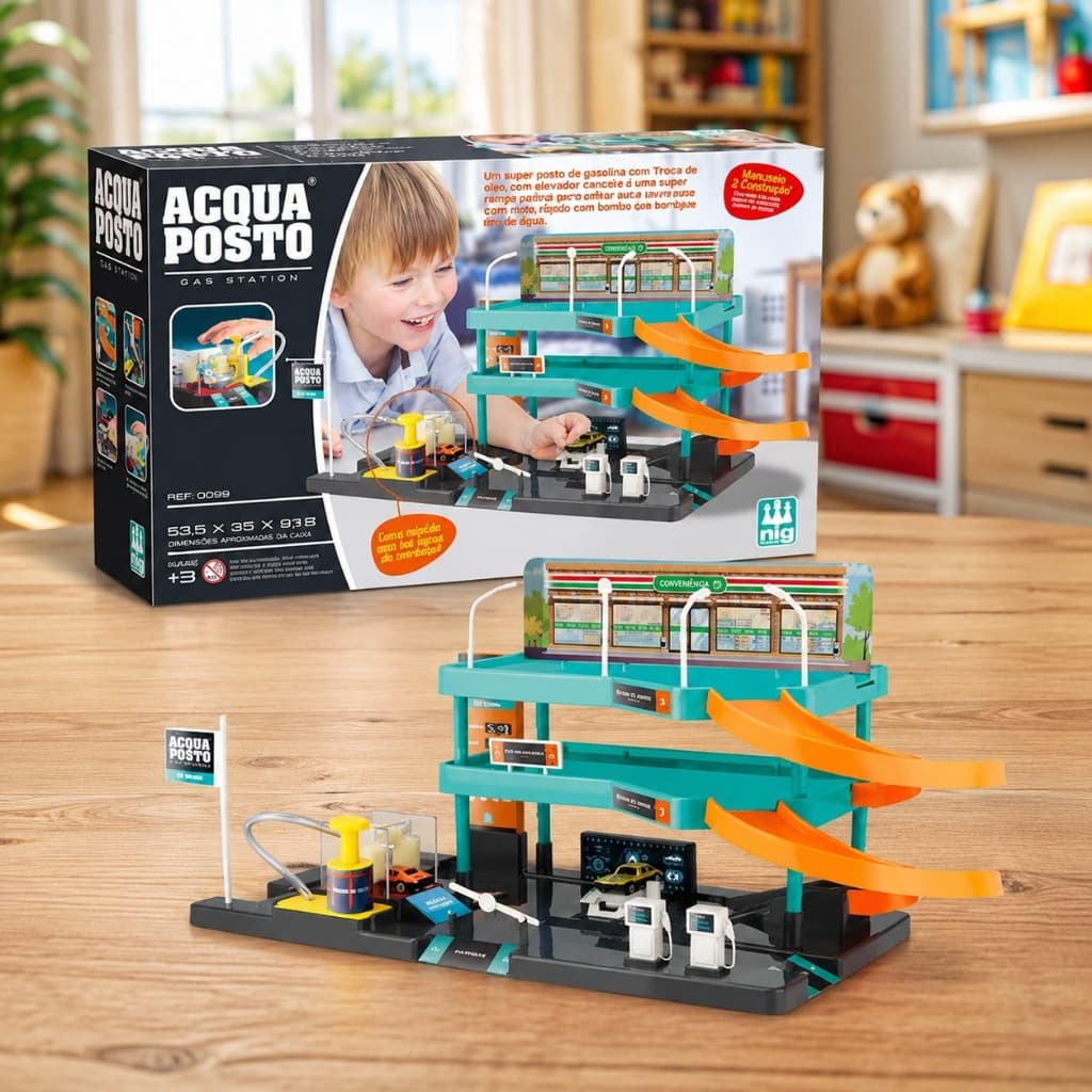 Brinquedo Infantil Acqua Posto Lava Rápido com Água para Carrinhos Hot Wheels - Nig brinquedos